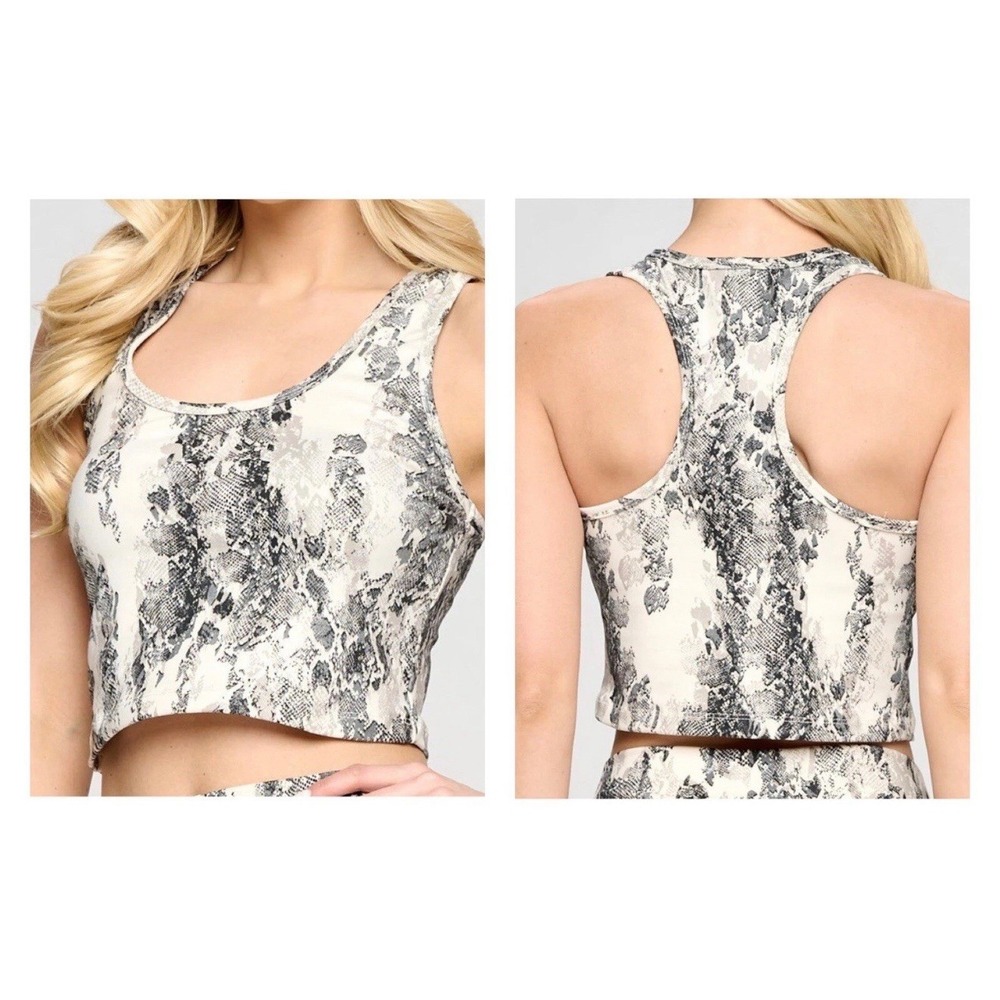 EVOLUTION & CREATION Women's KENDALL Snake Print Compressionโ Tank Gray Size S